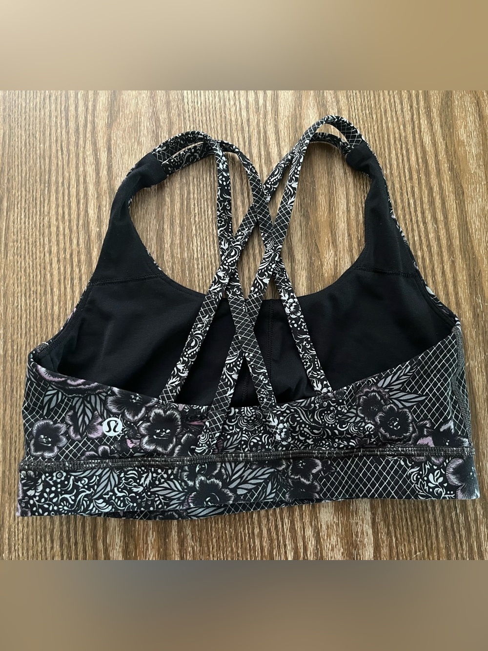 LULULEMON Energy Bra Trellis Bloom Energy Bra Ice Grey Black Women's Size 6 - Picture 3 of 6